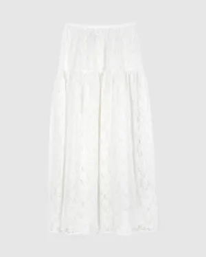 ROSE LONG SKIRT IN WHITE LACE