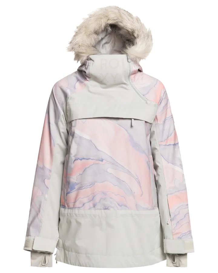 Roxy Chloe Kim Overhead Womens Snow Jacket - Gray Violet Marble - 2023