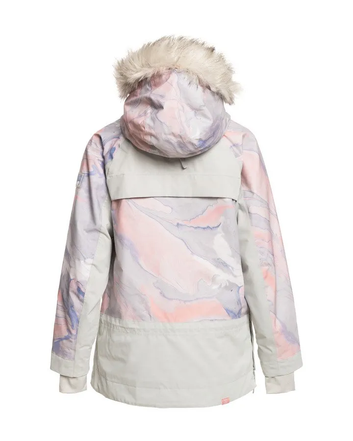 Roxy Chloe Kim Overhead Womens Snow Jacket - Gray Violet Marble - 2023