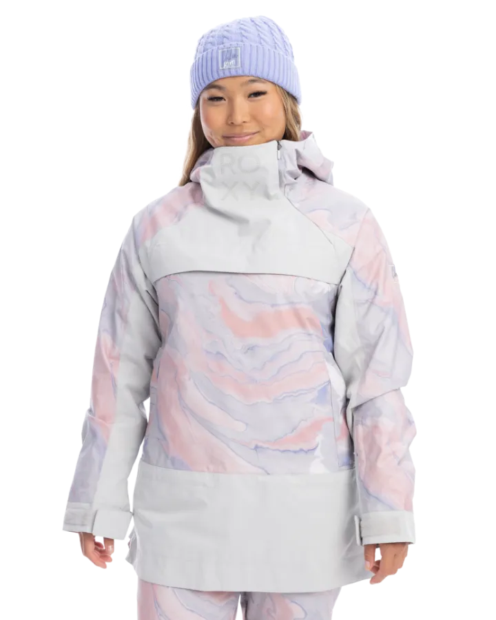 Roxy Chloe Kim Overhead Womens Snow Jacket - Gray Violet Marble - 2023