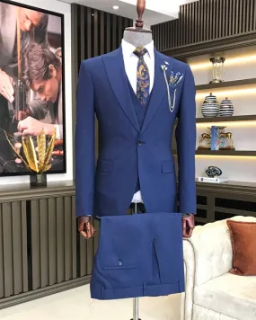 Royal Blue Single Breasted 3 Piece Suit by Italian Vega®