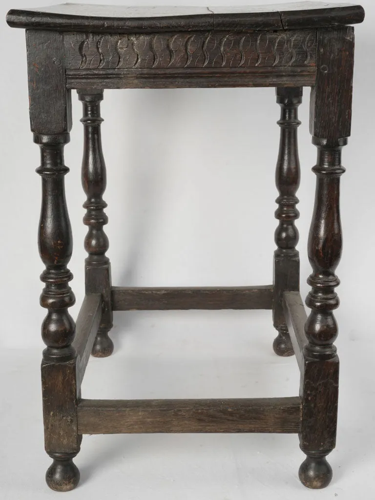 Rustic 20th Century Rectangular Side Table with Turned Wood Legs