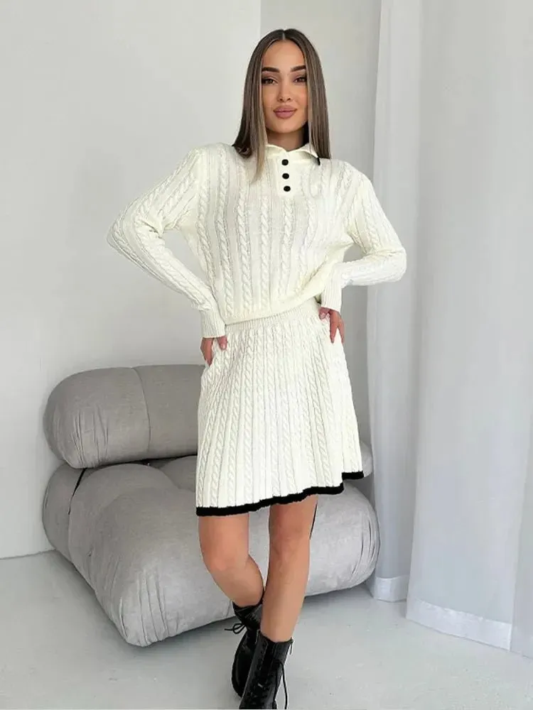 Sally Long Sleeved Knitted Skirt Set