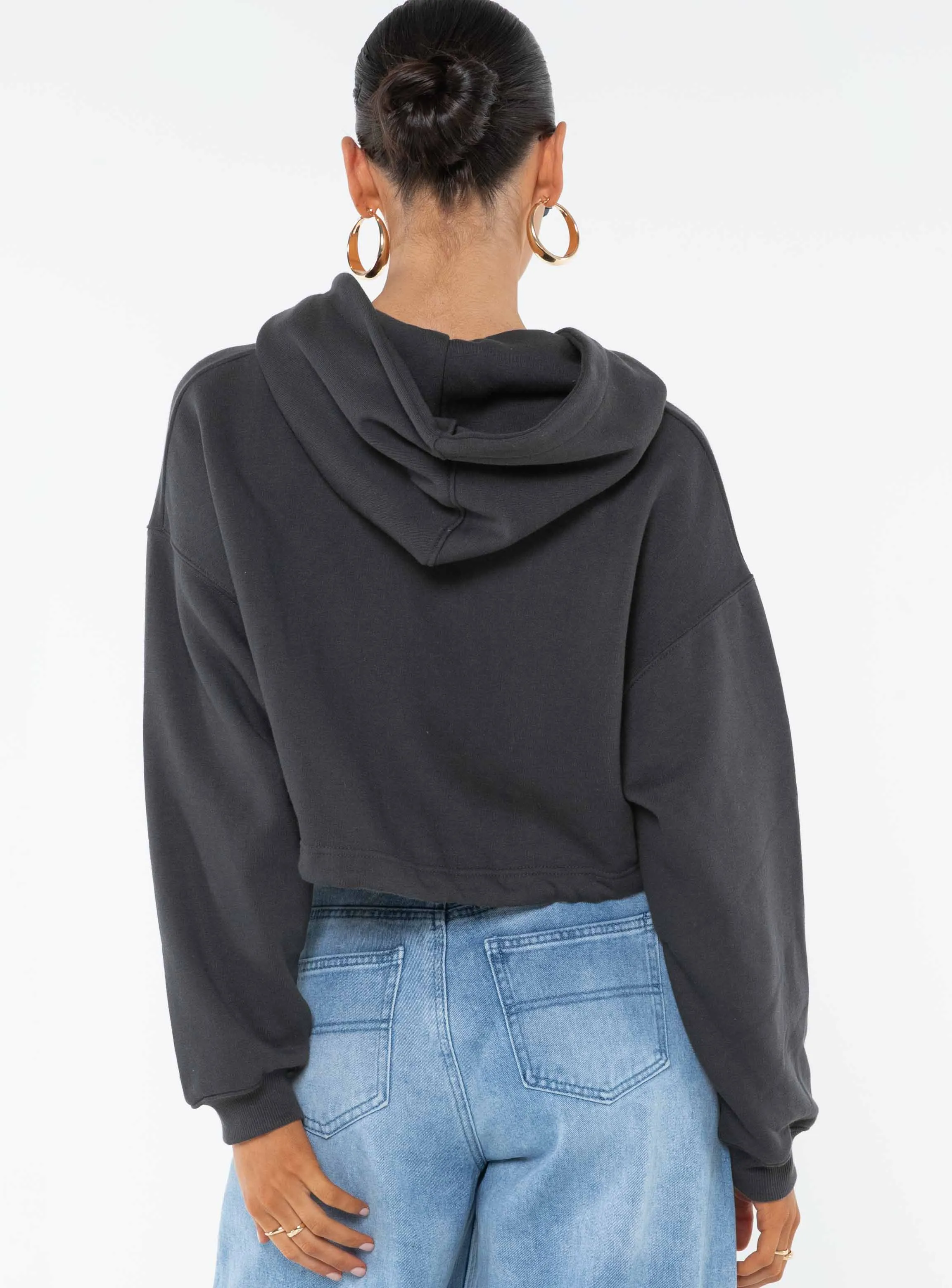 Samwell Cropped Zip Up Hoodie Black Sand