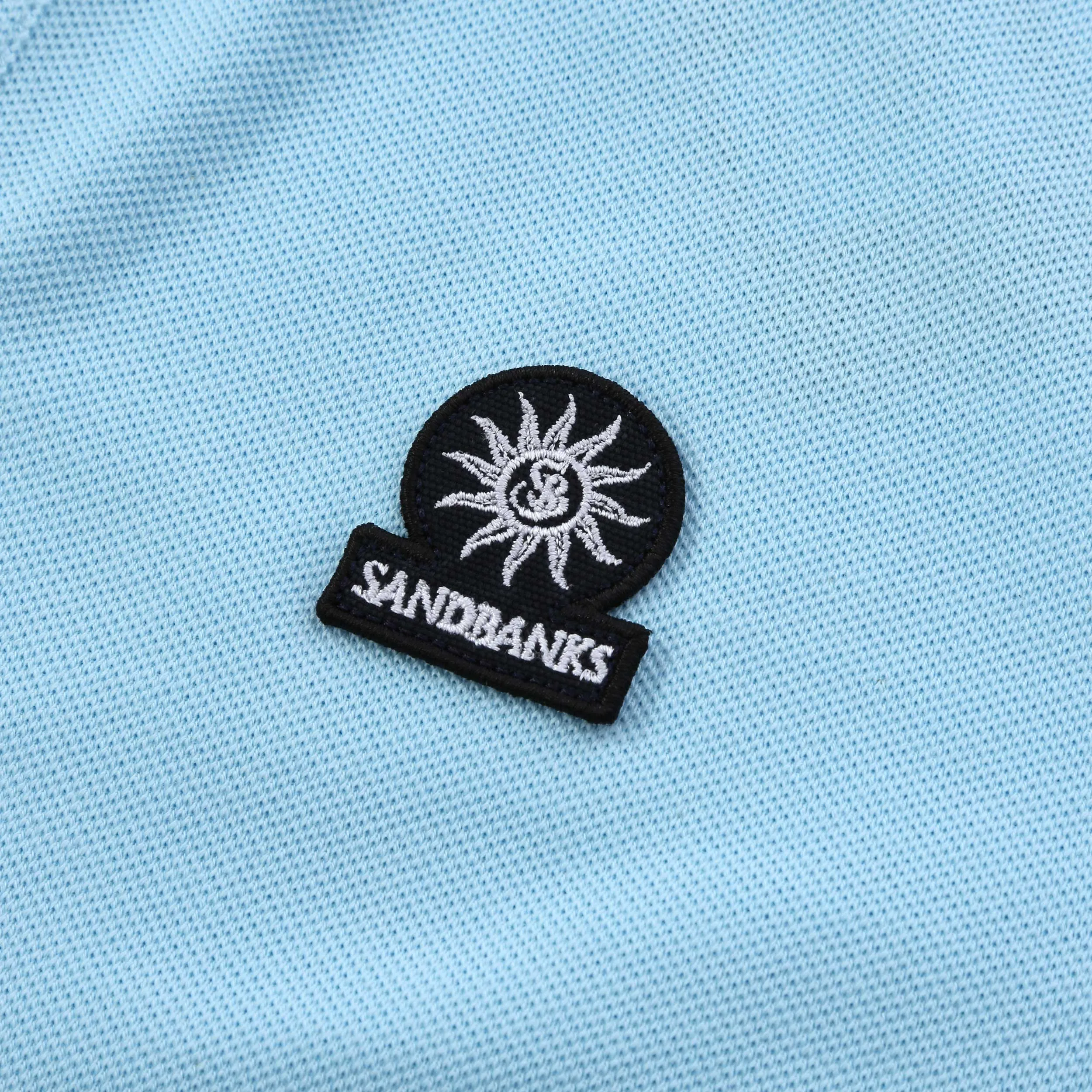 Sandbanks Badge Logo Tipped Polo Shirt in Crystal Blue