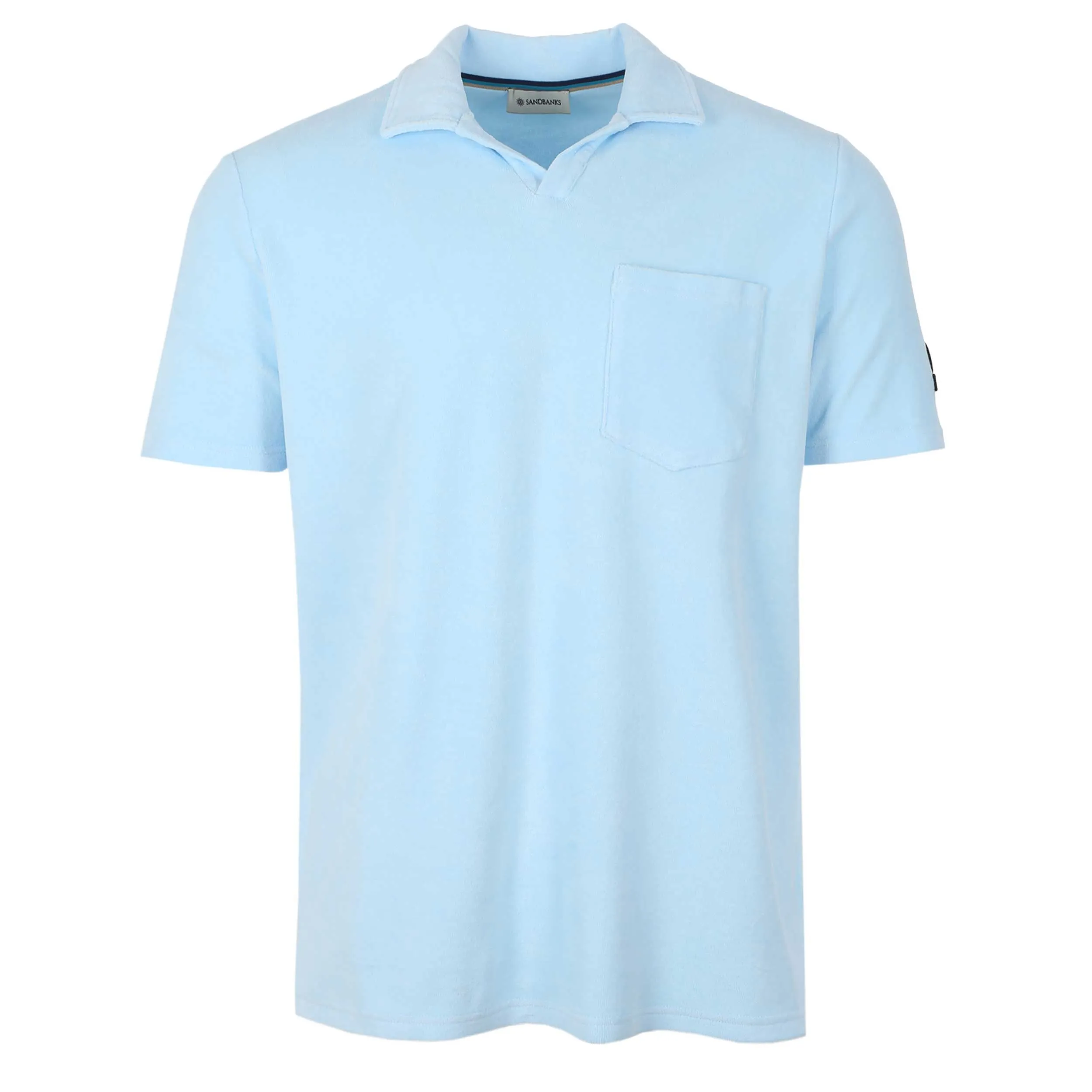 Sandbanks Resort Terry Towelling Polo Shirt in Crystal Blue