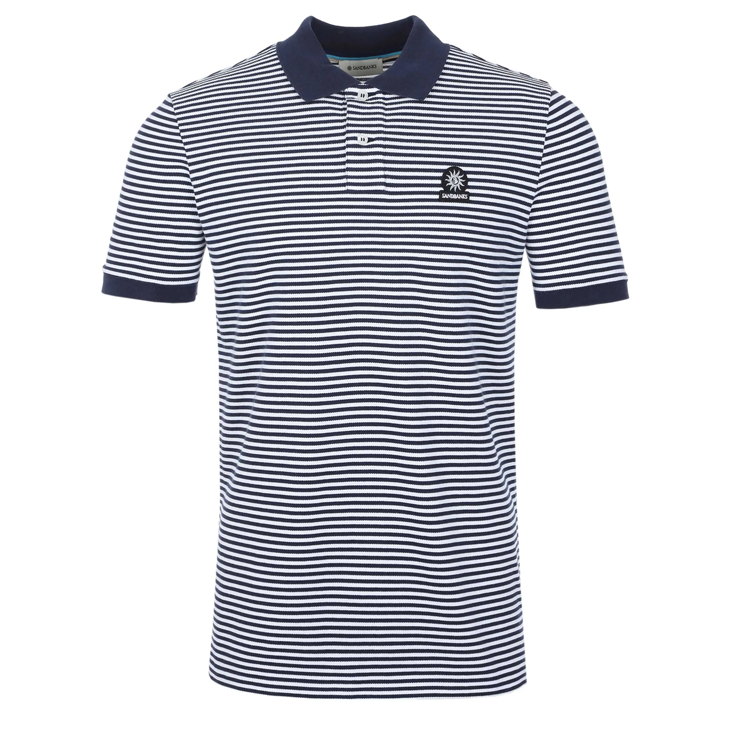 Sandbanks Striped Polo Shirt in Navy & White