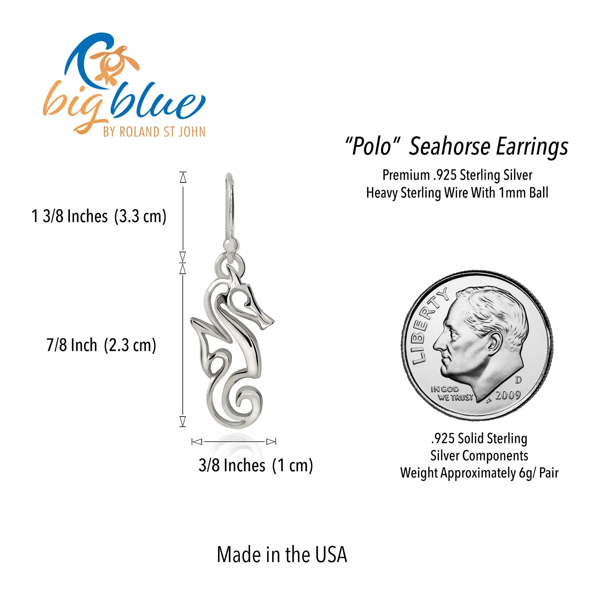 Seahorse Earrings for Women Sterling Silver- Seahorse Drop Earrings, Seahorse Dangle Earrings, Seahorse Jewelry, Seahorse Gifts