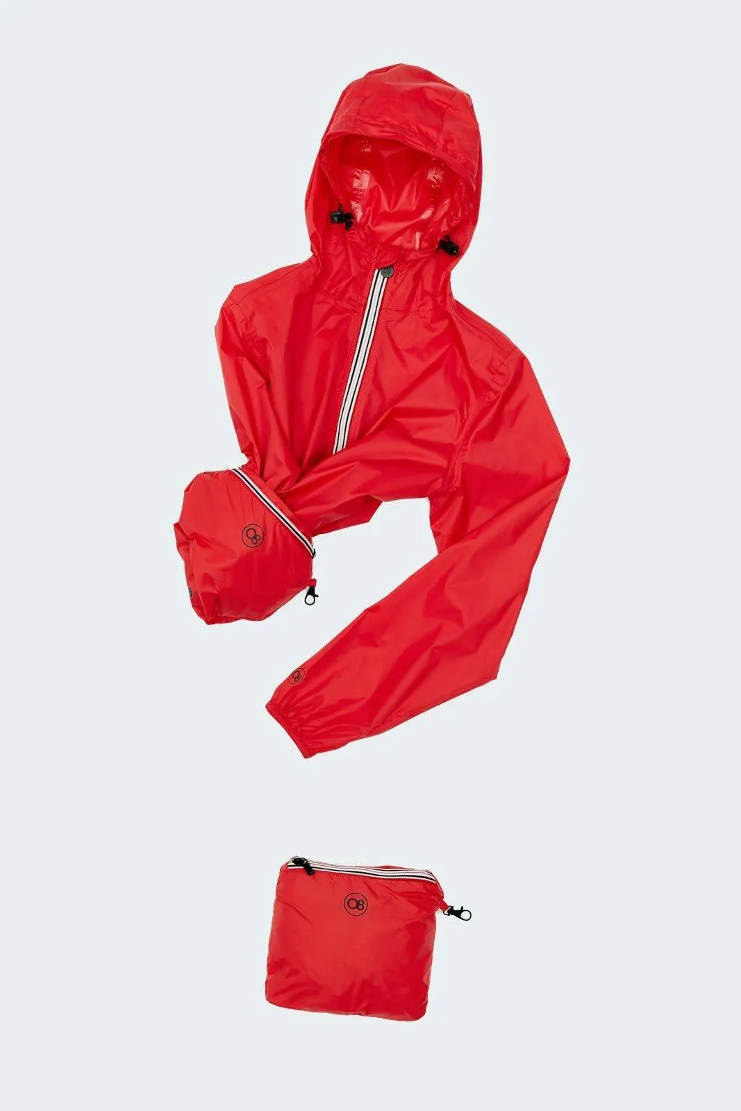 Sloane - Red Full Zip Packable Rain Jacket