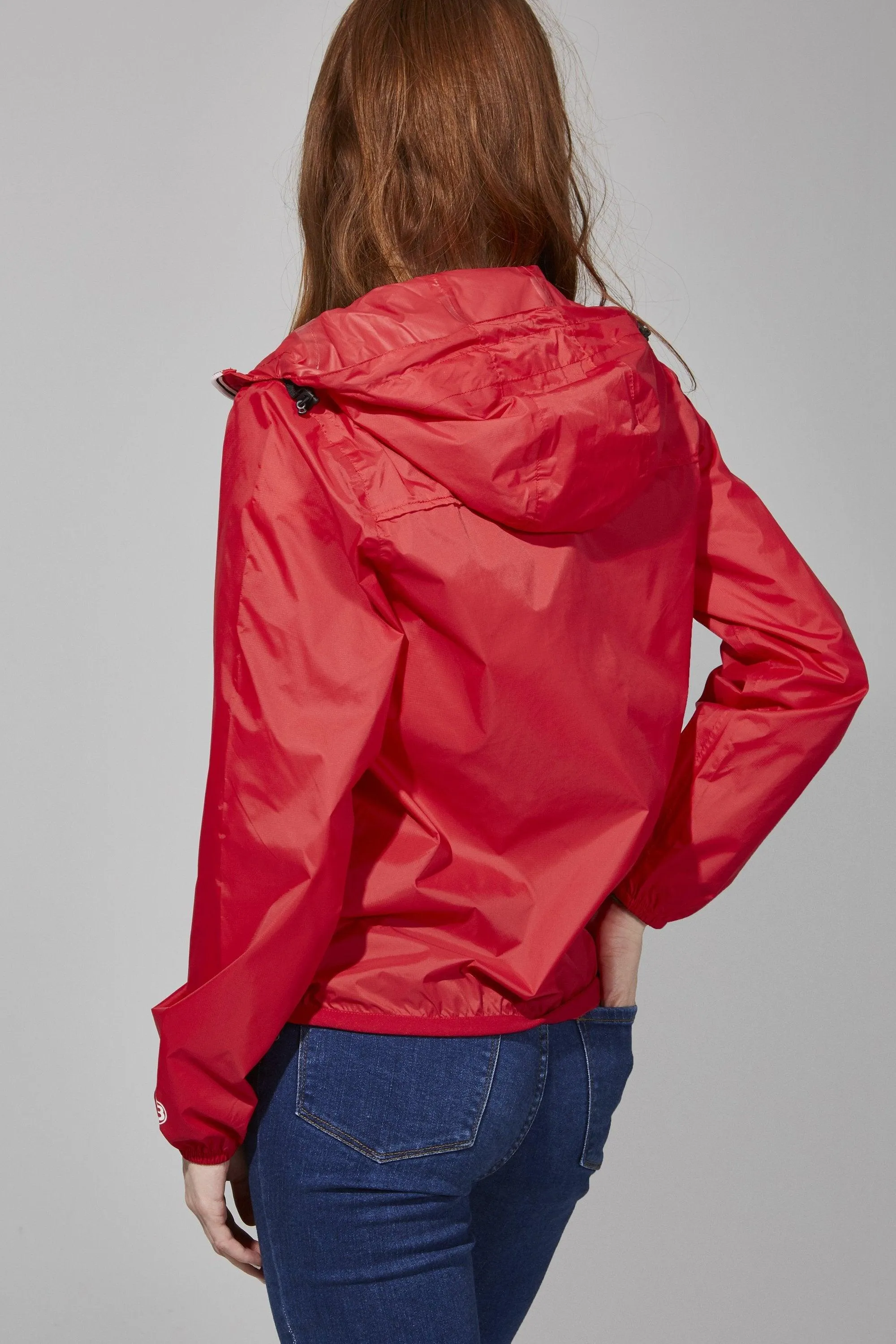 Sloane - Red Full Zip Packable Rain Jacket