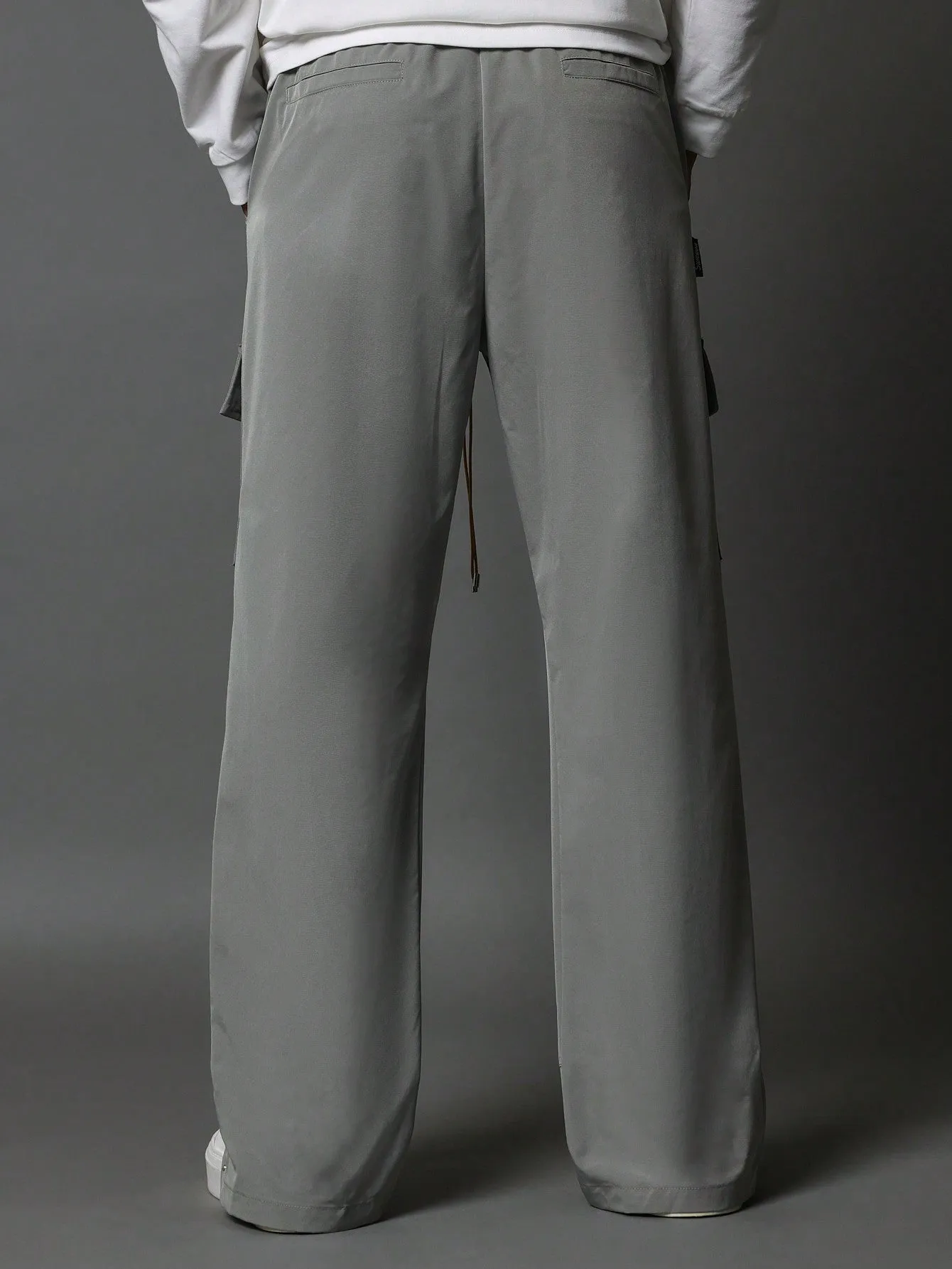 Straight Fit Cargo Nylon Pant With Side Poppers