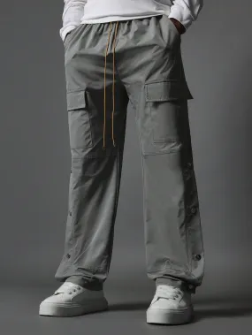 Straight Fit Cargo Nylon Pant With Side Poppers