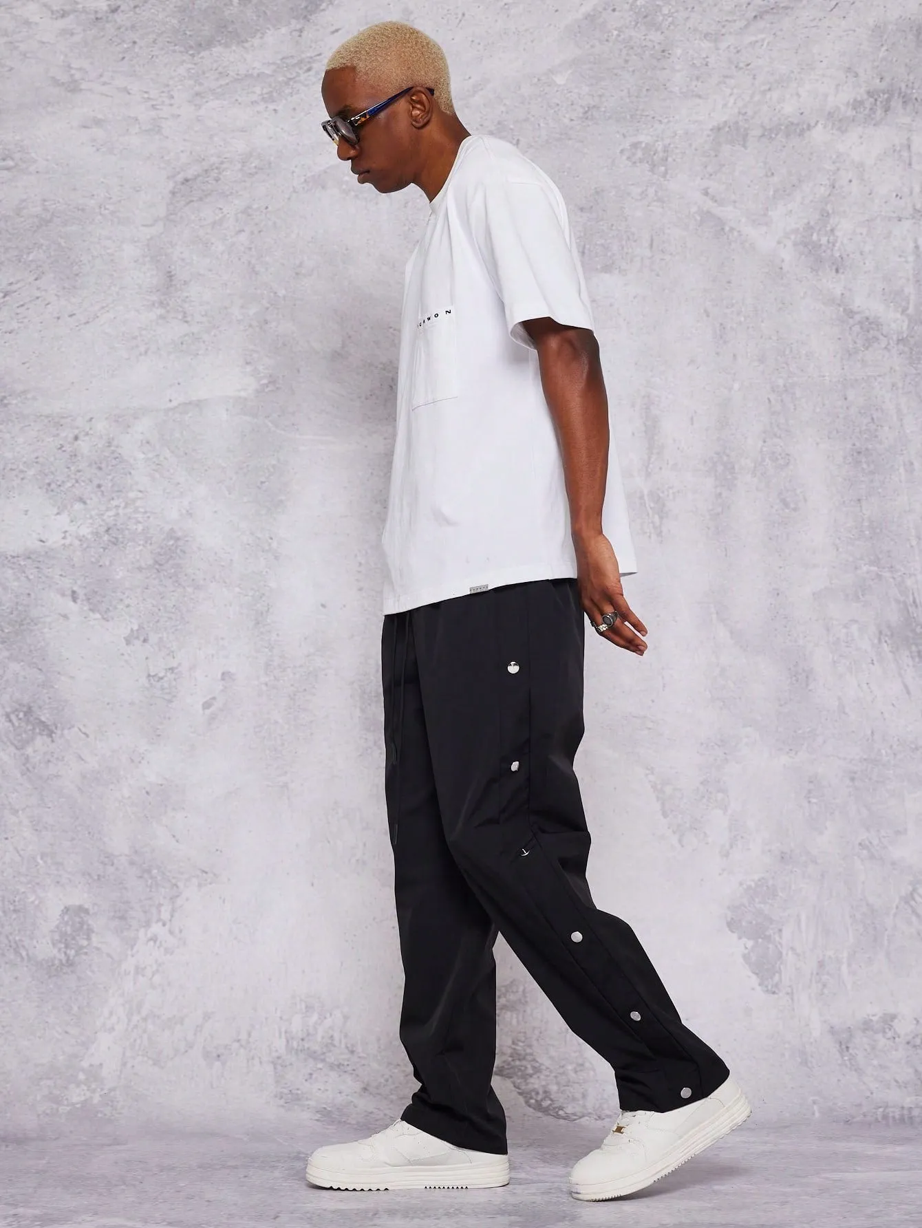 Straight Leg Nylon Jogger Trouser With Side Seam Snaps