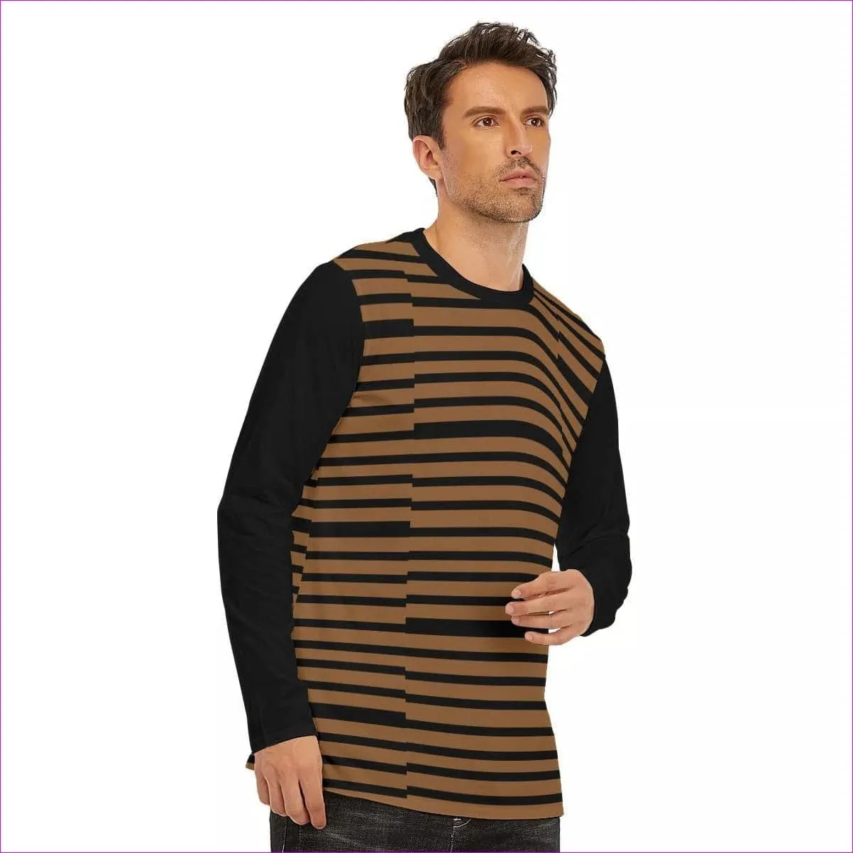 Striped Men's Organic Long Sleeve T-Shirt | Cotton