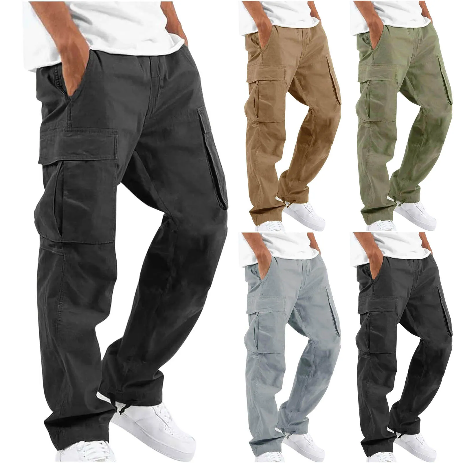 Summer new men's overalls European casual trousers