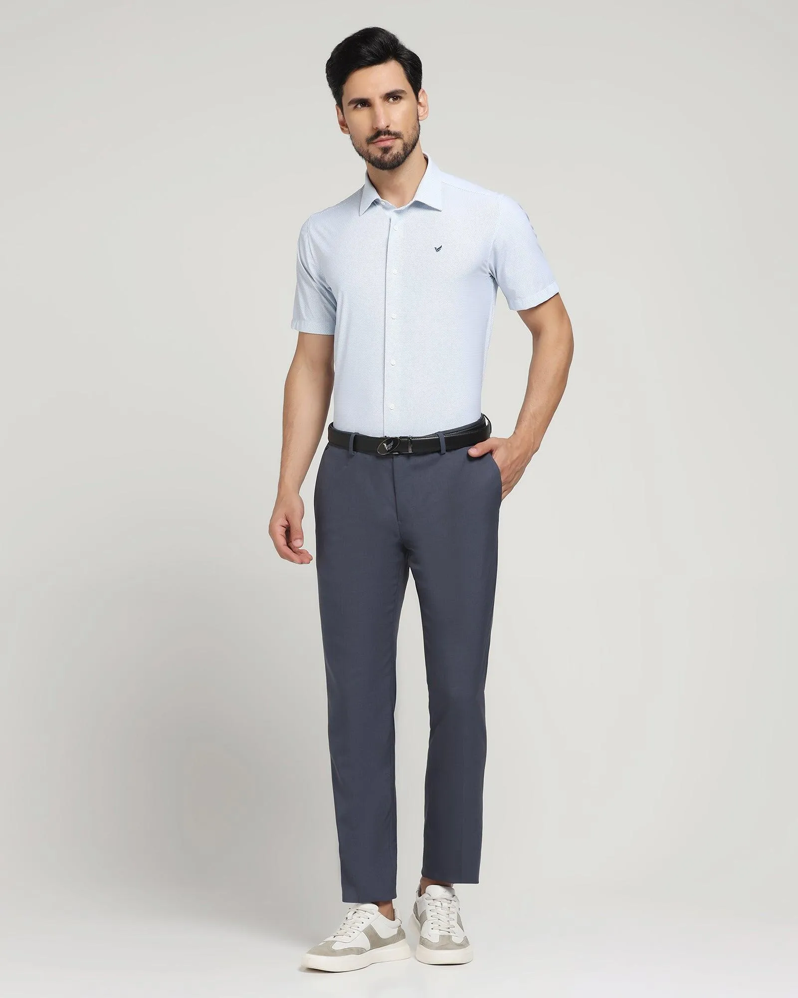 TechPro Slim Comfort B-95 Formal Grey Solid Trouser - Clajin