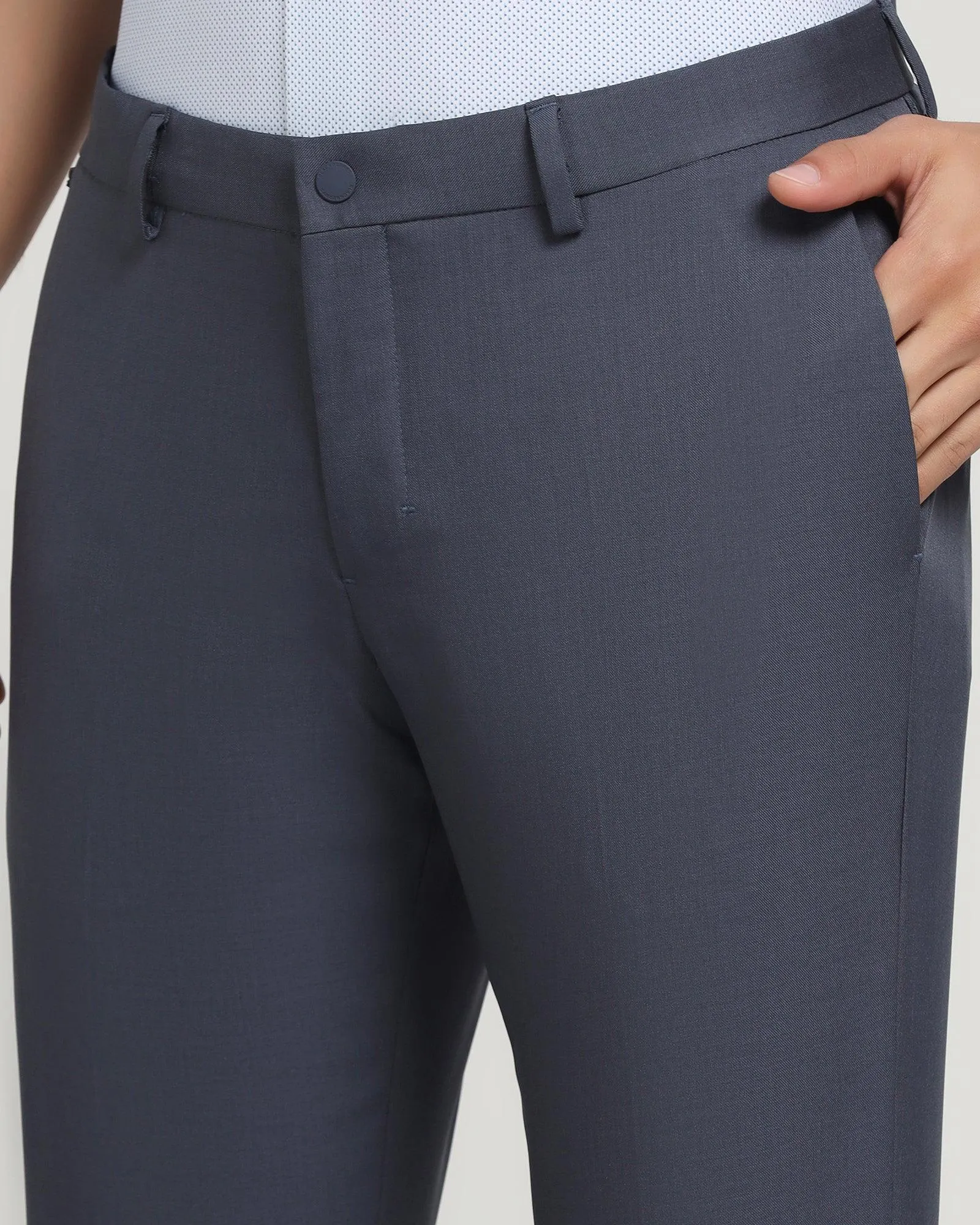 TechPro Slim Comfort B-95 Formal Grey Solid Trouser - Clajin