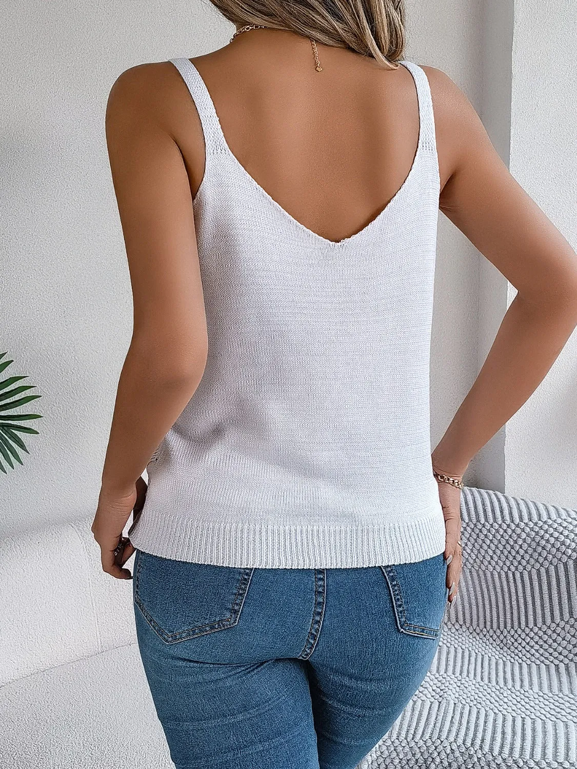 TEEK - Openwork Scoop Neck Knit Tank