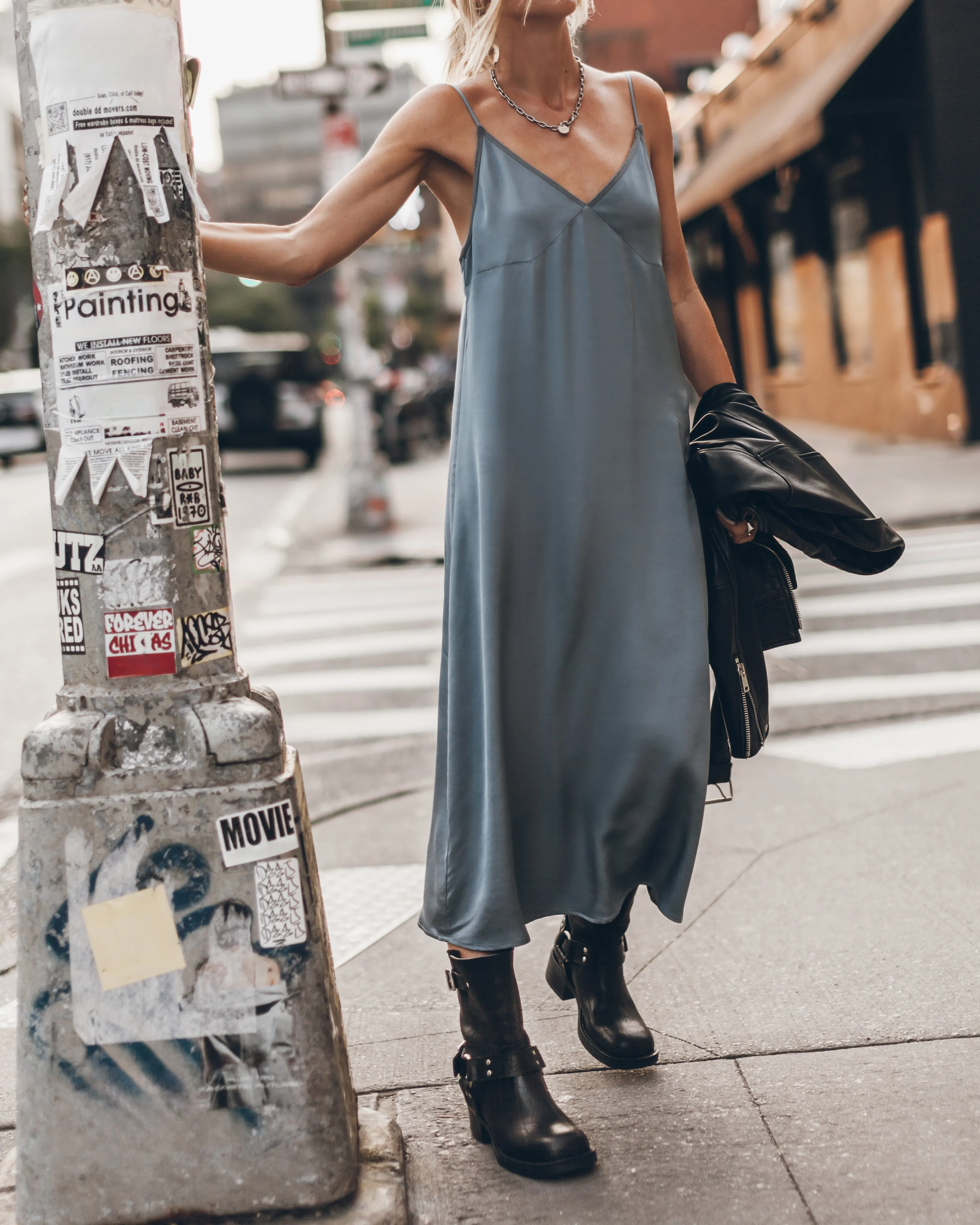 The Blue Long Slip Dress