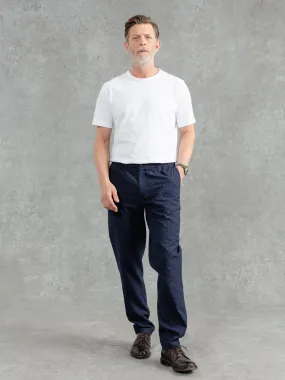 The Loro Piana Seersucker Drawstring Trouser - Ink