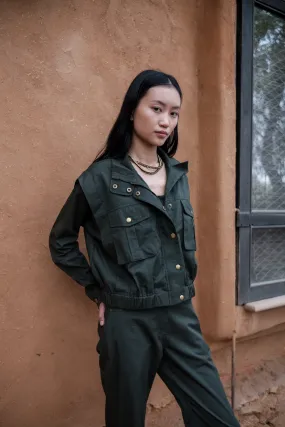 The Terra Tribe Deep Green Sheldon Cropped Jacket