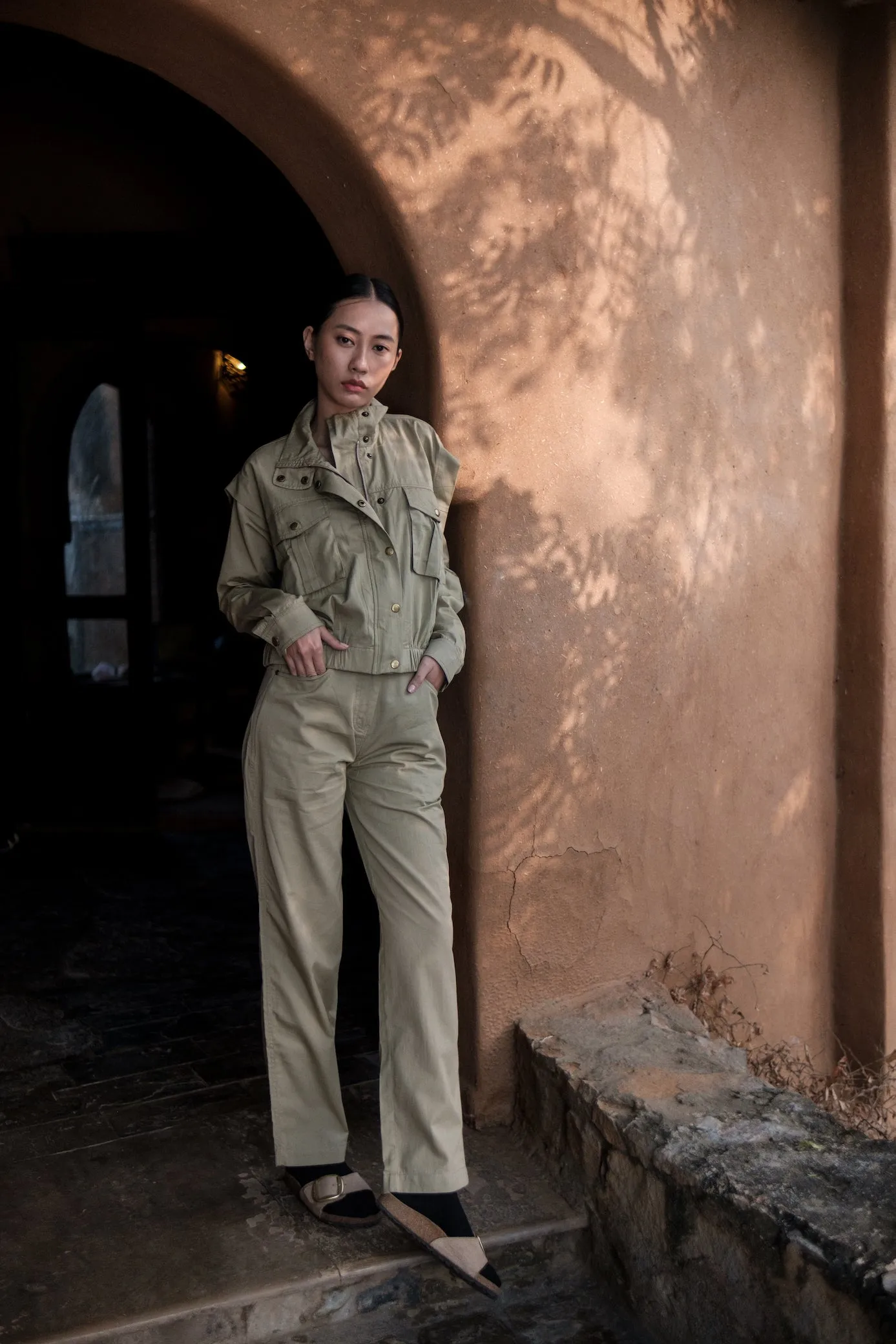 The Terra Tribe Khaki Sheldon Cropped Jacket