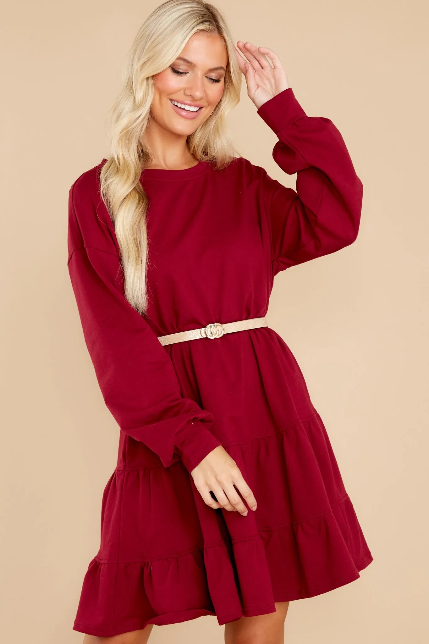 To Be Continued Burgundy Dress