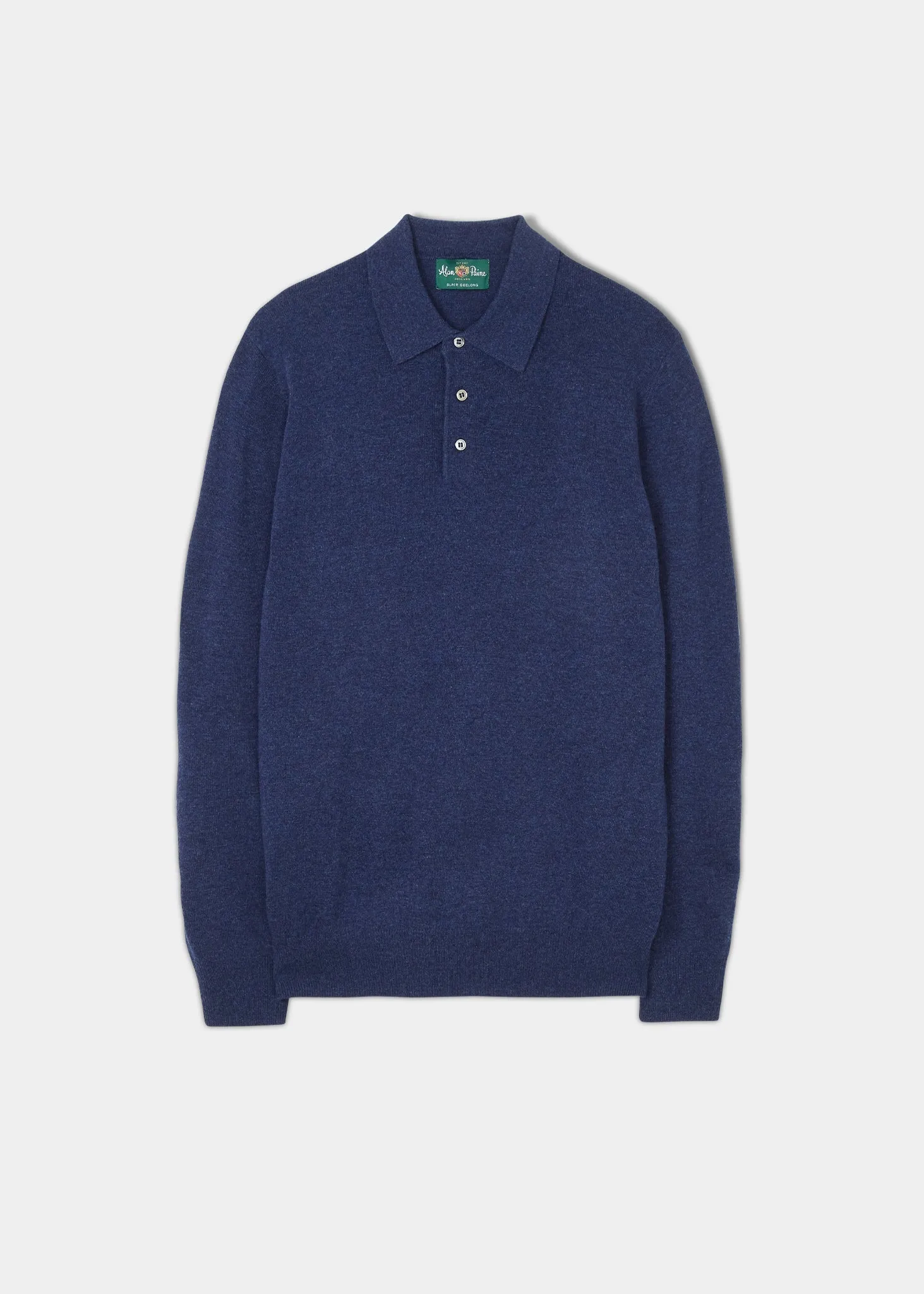 Tresswell Geelong Wool Long Sleeve Polo Shirt in Indigo - Regular Fit