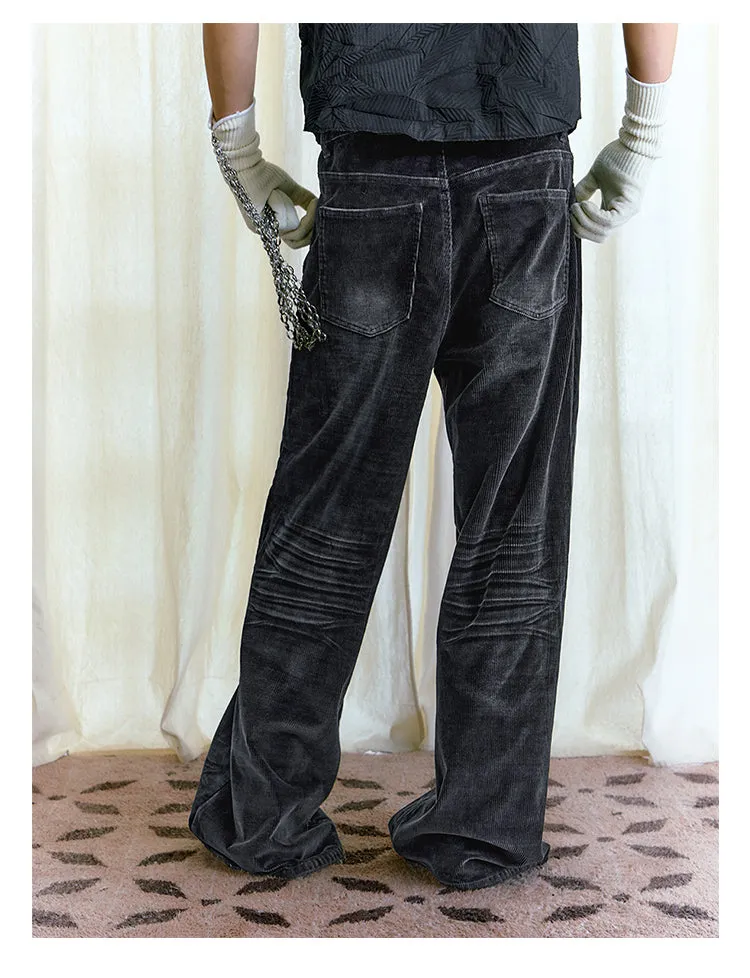 Triple-washed corduroy casual pants