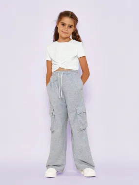 Tween Girls Twist Front Tee And Cargo Pant 2 Piece Set