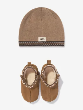 UGG Baby Tasman And Beanie Gift Set in Brown