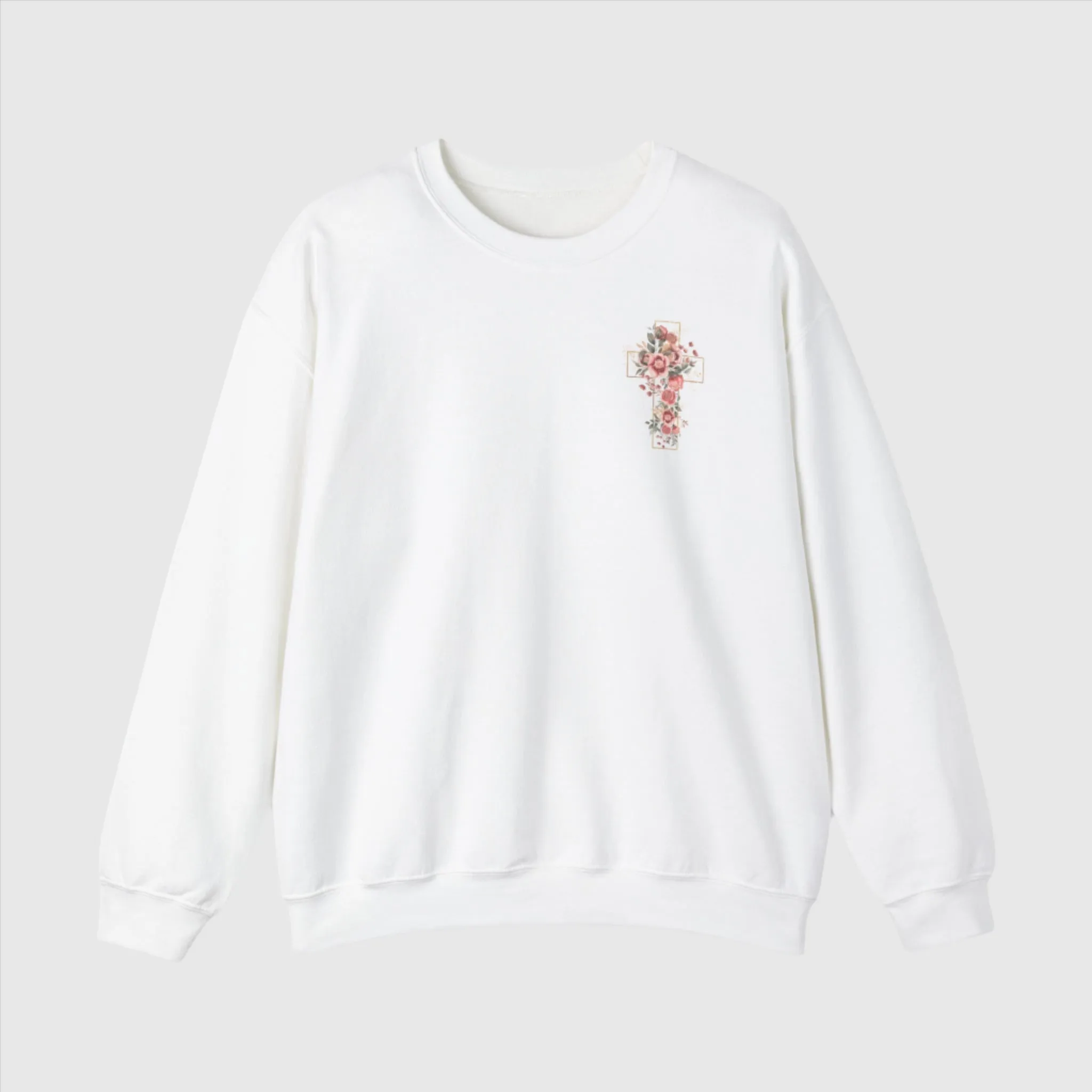 Unisex Blooming Flower Cross Heavy Blend Crewneck Sweatshirt