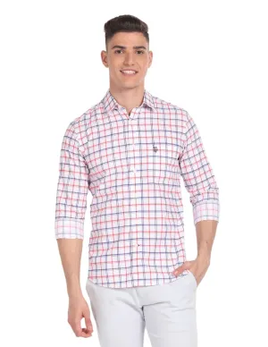 U.S. POLO ASSN. Men's Checkered Regular Fit Shirt (USSHTFX220_White