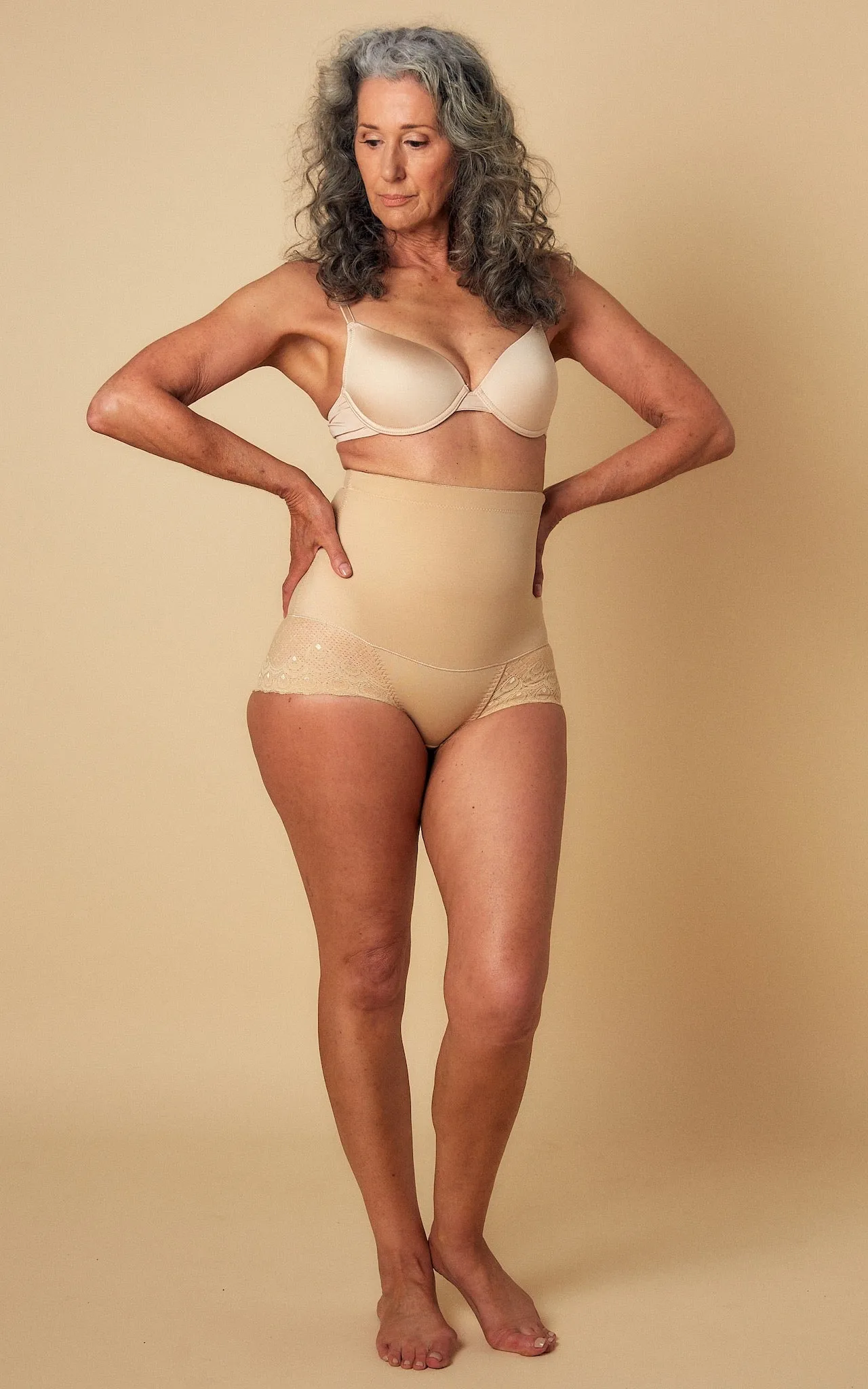 Venus High Waisted Lace Shapewear Briefs - Nude