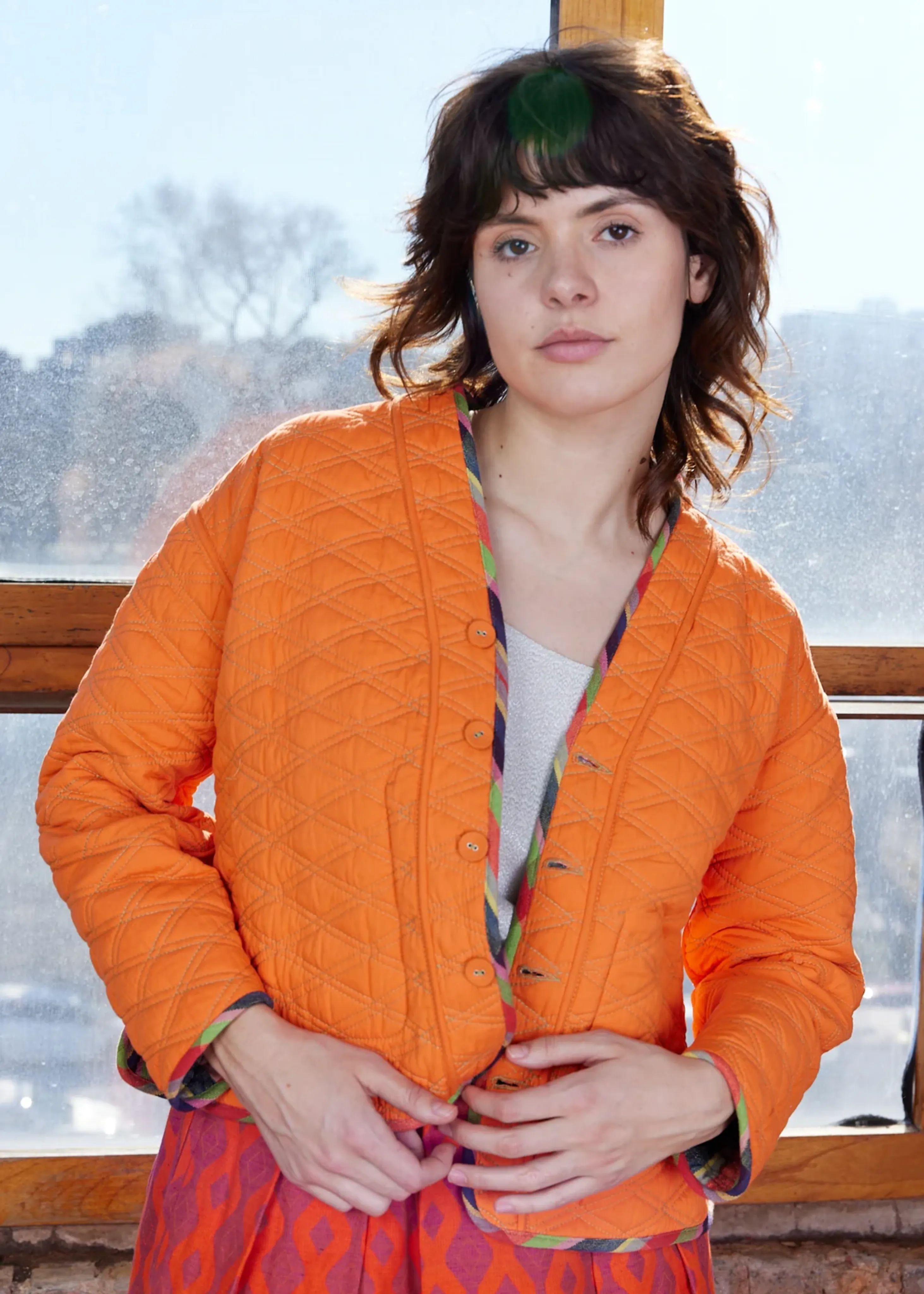 Verona reversible jacket, Citrus check