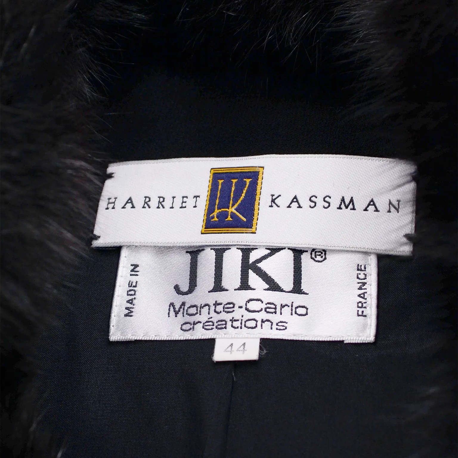 Vintage Jiki 1990s Beaded Black Wool Fox Fur Evening Jacket Harriet Kassman