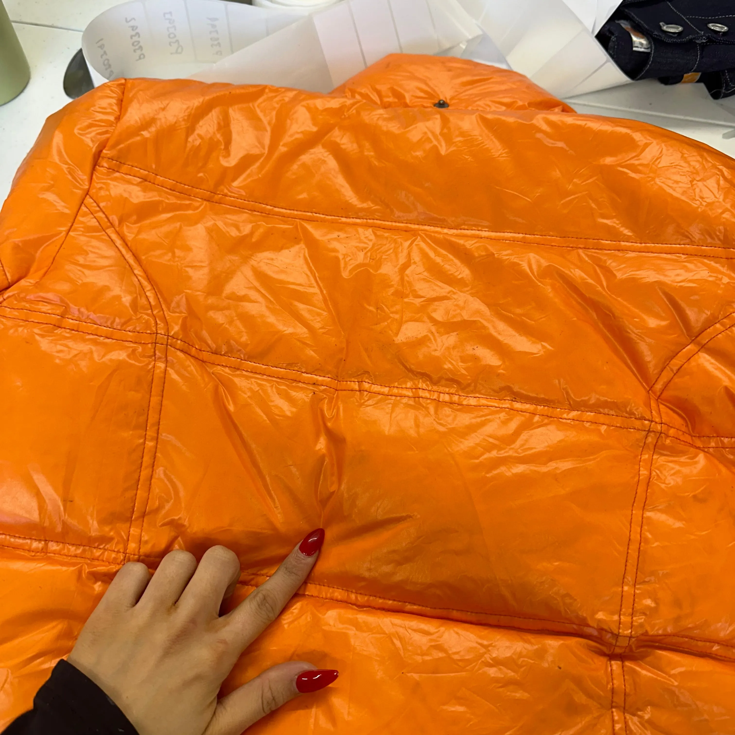 vintage orange moncler down filled puffer coat