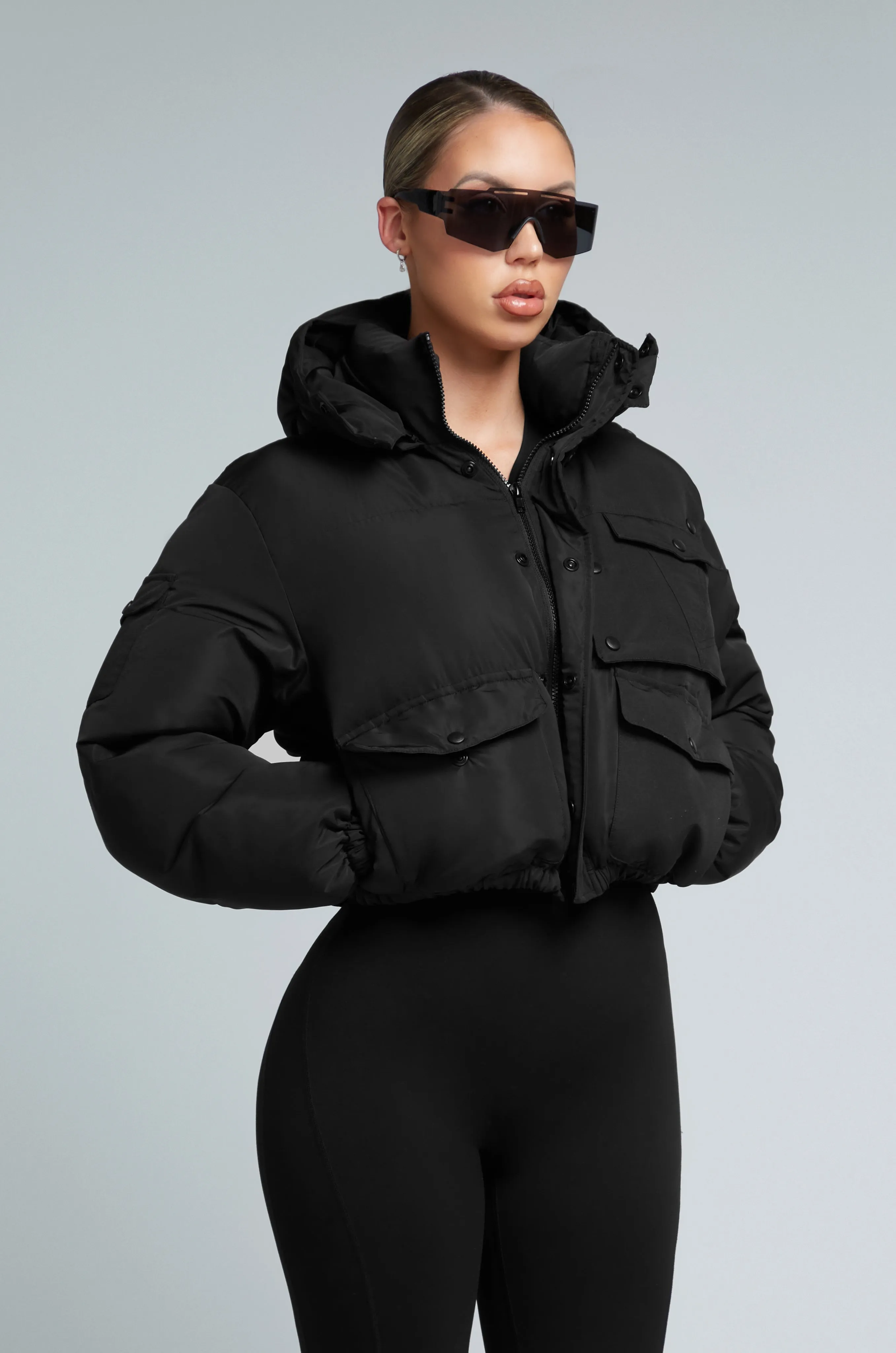 W23/24 KG Cropped Puffer Jacket - Black