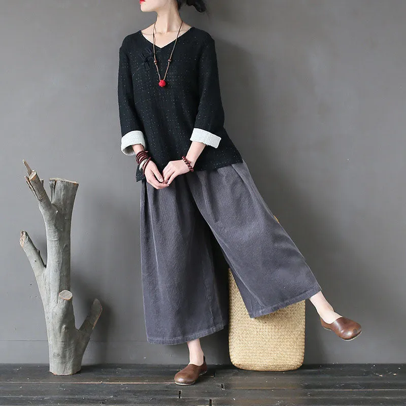 Wide Leg Pants for Women, Winter Corduroy Pants ,Women Trousers