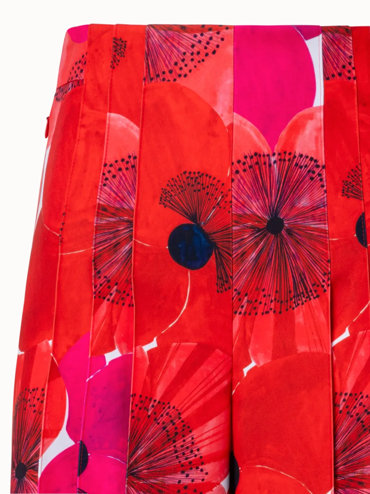 Wide Pleated Pant with Poppy Print