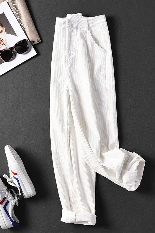 Women Loose Wide Leg Corduroy Pants K1428