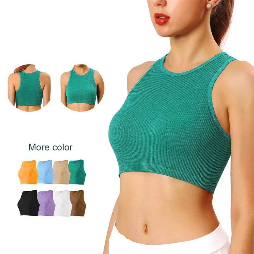 Women's Crop Top Fitness Gym Sportswear Tank Tops Yoga Top Female Clothing Workout T Shirts Outwear Sleeveless Vest