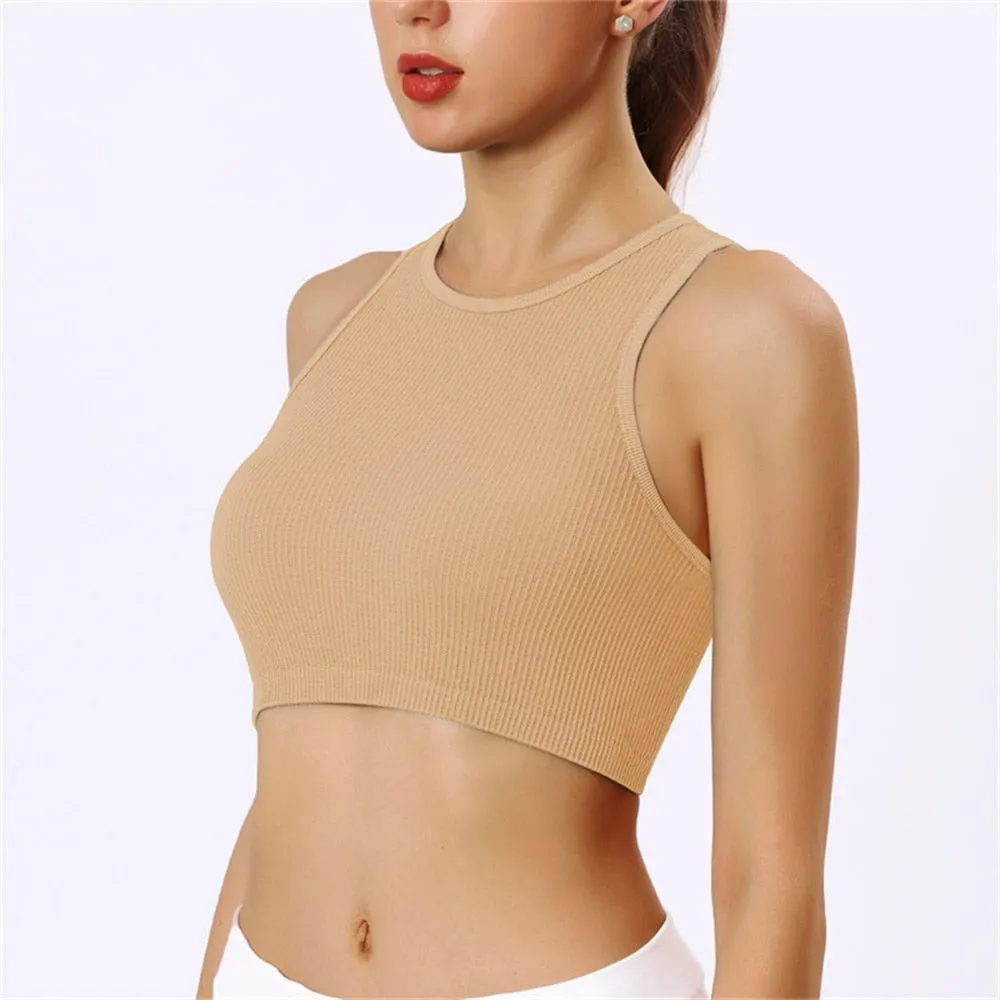 Women's Crop Top Fitness Gym Sportswear Tank Tops Yoga Top Female Clothing Workout T Shirts Outwear Sleeveless Vest