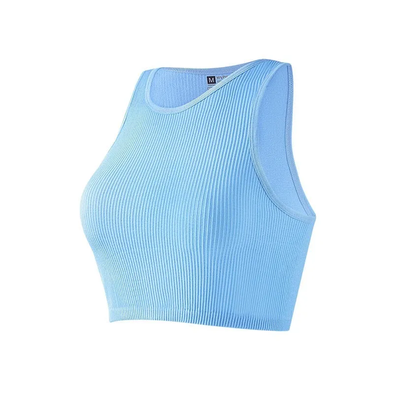 Women's Crop Top Fitness Gym Sportswear Tank Tops Yoga Top Female Clothing Workout T Shirts Outwear Sleeveless Vest