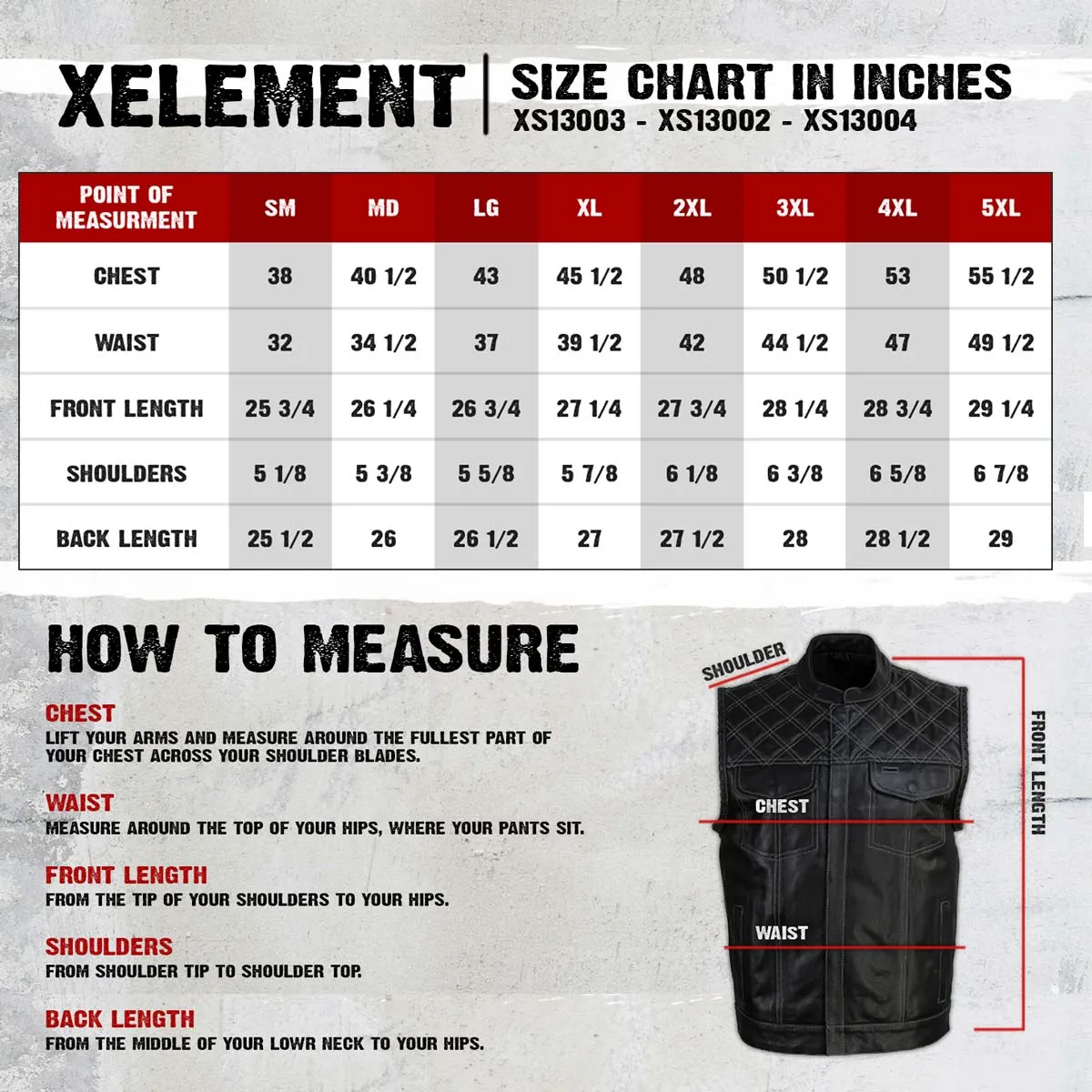 Xelement Men's Black Leather Motorcycle Vest Stars and Stripes Design