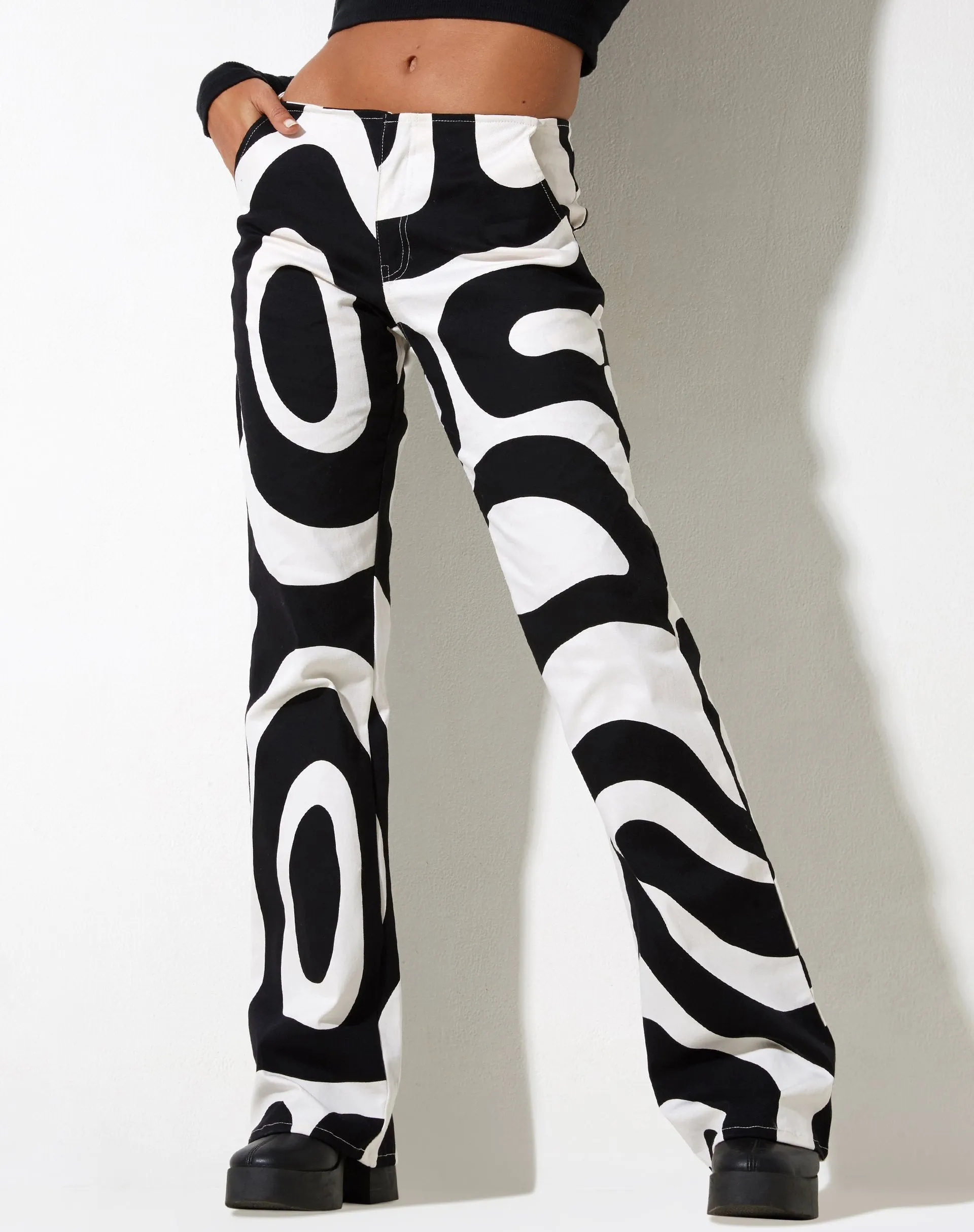 Zoetry Trouser in Optic Swirl Black and White